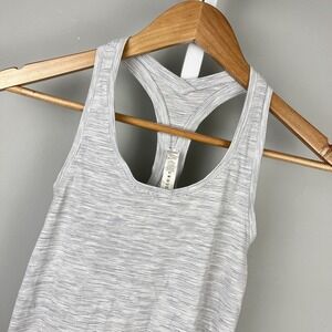 Lululemon Racerback Tank Top Womens 4 Gray White Stripe Athletic